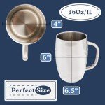 Beer Mugs - Viking Cup for Beer Enthusiasts - Beer Stein Mug for Men - Unique Barrel Design - Versatile Beer Accessories - Ideal Coffee Tumbler - 34 oz Barrel Beer Mug by Quickshot