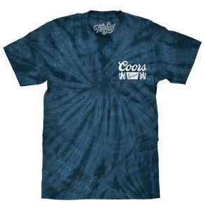 Tee Luv Men's Coors Banquet Shirt - Navy Tie Dye Coors Beer Logo T-Shirt, L