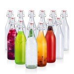 Ilyapa 16 oz Clear Flip Top Glass Beer Bottles for Home Brewing, Set of 12