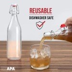 Ilyapa 16 oz Clear Flip Top Glass Beer Bottles for Home Brewing, Set of 12