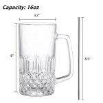 Frcctre 6 Pack 16 Oz Glass Beer Mug, Large Beer Glasses Steins with Handle and Stainless Steel Straws, Crystal Lead-Free Drinking Glasses Water Cups for Beer, Juice, Beverage, Bar