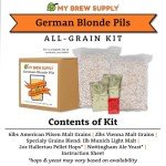 My Brew Supply German Blonde Pils Beer Brewing Kit | European 2-Row Pale Ale Malt | Munich Light Grain | Hallertau Pellet Hops | LalBrew Nottingham Yeast | 5 Gallon Advanced All Grain Home Brewing