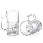 Frcctre 6 Pack 16 Oz Glass Beer Mug, Large Beer Glasses Steins with Handle and Stainless Steel Straws, Crystal Lead-Free Drinking Glasses Water Cups for Beer, Juice, Beverage, Bar
