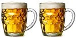 Home Products Essentials 2 Pack Glass Dimpled Stein Beer Mug with Large Handle - 17 oz. -Dishwasher Safe - For All Beverages (2pk Dimpled)