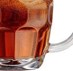Home Products Essentials 2 Pack Glass Dimpled Stein Beer Mug with Large Handle - 17 oz. -Dishwasher Safe - For All Beverages (2pk Dimpled)