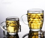 Home Products Essentials 2 Pack Glass Dimpled Stein Beer Mug with Large Handle - 17 oz. -Dishwasher Safe - For All Beverages (2pk Dimpled)