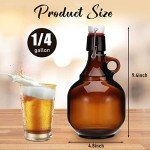 Dandat 4 Pcs Growlers for Beer Amber Glass Bottles Beer Bottles Glass Jar with Lid liquid Jugs Soda Cider Alcohol Wine Home Brewing Fermenting(34 oz)