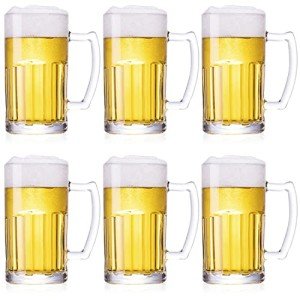TUSAPAM 6 Pack Heavy Beer Mugs, Large Beer Glasses with Handle, 20 Ounce Glass Steins, Classic Beer Mug glasses Set