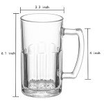 TUSAPAM 6 Pack Heavy Beer Mugs, Large Beer Glasses with Handle, 20 Ounce Glass Steins, Classic Beer Mug glasses Set