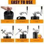 128oz Draft Beer Dispenser - Mini Beer Keg for Home Bar, Pressurized Stainless Steel Portable Beer Growler Tap System, Mini Kegerator, Beer Gifts For Men and Beer Lovers (Matte Black)