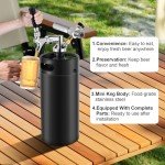 128oz Draft Beer Dispenser - Mini Beer Keg for Home Bar, Pressurized Stainless Steel Portable Beer Growler Tap System, Mini Kegerator, Beer Gifts For Men and Beer Lovers (Matte Black)