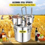 VEVOR Alcohol Still 13GAL/50L, Alcohol Distiller with Thumper Keg, Distillery Kit for Alcohol with Copper Tube & Build-in Thermometer & Water Pump