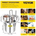 VEVOR Alcohol Still 13GAL/50L, Alcohol Distiller with Thumper Keg, Distillery Kit for Alcohol with Copper Tube & Build-in Thermometer & Water Pump