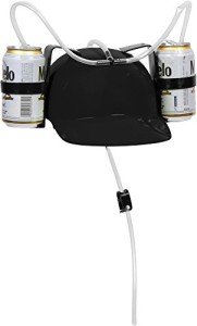 EZ DRINKER Beer & Soda Guzzler Helmet - Drinking Hat (Black)