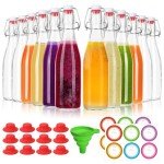 TOEKSIX 12 Pack 12 oz Swing Top Glass Bottles,Glass Bottles with Stoppers Lids,Glass Beer Bottle with Airtight Rubber Seal Flip Caps for Home Brewing Kombucha,Beverages,Oil,Vinegar,Wine,Cider,Soda