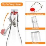 TOEKSIX 12 Pack 12 oz Swing Top Glass Bottles,Glass Bottles with Stoppers Lids,Glass Beer Bottle with Airtight Rubber Seal Flip Caps for Home Brewing Kombucha,Beverages,Oil,Vinegar,Wine,Cider,Soda