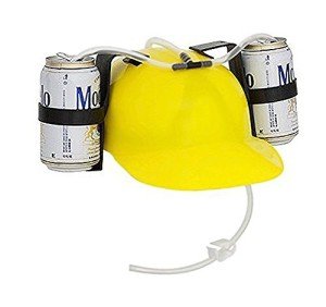 EZ DRINKER Beer and Soda Guzzler Helmet (Yellow), Large