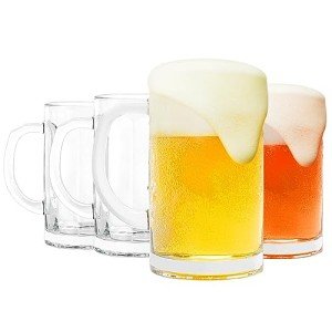 4 Pack Heavy Beer Glass Mug - 16oz Beer Mug, Large Beer Glasses with Handle, Frozen Beer Mugs For Freezer, Classic Beer Mug glasses Set Glass Steins for Bar, Beverage, Dishwasher Freezer Safe 485ML