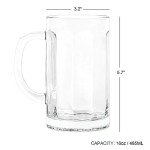 4 Pack Heavy Beer Glass Mug - 16oz Beer Mug, Large Beer Glasses with Handle, Frozen Beer Mugs For Freezer, Classic Beer Mug glasses Set Glass Steins for Bar, Beverage, Dishwasher Freezer Safe 485ML
