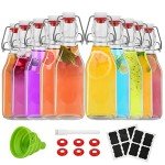 ZEBEIYU 10 Pack Swing Top Glass Bottles 8.5 oz,Flip Top Beer Brewing Bottles for Kombucha, Homemade, Kefir, Water, Beverages, Soda, Oil, Vinegar, Fermentation,Limoncello