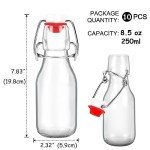 ZEBEIYU 10 Pack Swing Top Glass Bottles 8.5 oz,Flip Top Beer Brewing Bottles for Kombucha, Homemade, Kefir, Water, Beverages, Soda, Oil, Vinegar, Fermentation,Limoncello