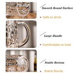 Lyellfe Set of 6 Glass Beer Mug, 18 Oz Large Beer Glasses with Handle Straw, Solid Clear Drinking Glassware Beer Cups for Freezer, Great for Cocktail, Juice, Soda, Beer, Whiskey, Beverage