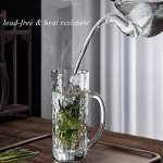 Lyellfe Set of 6 Glass Beer Mug, 18 Oz Large Beer Glasses with Handle Straw, Solid Clear Drinking Glassware Beer Cups for Freezer, Great for Cocktail, Juice, Soda, Beer, Whiskey, Beverage