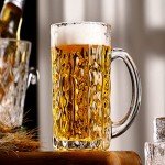 Lyellfe Set of 6 Glass Beer Mug, 18 Oz Large Beer Glasses with Handle Straw, Solid Clear Drinking Glassware Beer Cups for Freezer, Great for Cocktail, Juice, Soda, Beer, Whiskey, Beverage