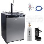VEVOR Digital Beer Kegerator, Single Tap Draft Beer Dispenser, Full Size Keg Refrigerator With Shelves, CO2 Cylinder, Drip Tray & Rail, 32°F- 75.2°F Temperature Control, 163L,Silver