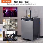 VEVOR Digital Beer Kegerator, Single Tap Draft Beer Dispenser, Full Size Keg Refrigerator With Shelves, CO2 Cylinder, Drip Tray & Rail, 32°F- 75.2°F Temperature Control, 163L,Silver