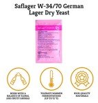 Craft A Brew - SafLager W-34/70 Yeast - German Lager Dry Yeast - For Craft Lagers - Ingredients for Home Brewing - Beer Making Supplies - [1 Pack]