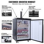 VEVOR Digital Beer Kegerator, Single Tap Draft Beer Dispenser, Full Size Keg Refrigerator With Shelves, CO2 Cylinder, Drip Tray & Rail, 32°F- 75.2°F Temperature Control, 163L,Silver