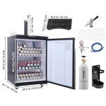 VEVOR Digital Beer Kegerator, Single Tap Draft Beer Dispenser, Full Size Keg Refrigerator With Shelves, CO2 Cylinder, Drip Tray & Rail, 32°F- 75.2°F Temperature Control, 163L,Silver