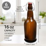 Collgene Flip Top Glass Bottle, 6 Pack Swing Top Glass Bottles with Airtight Cap,16 Oz Glass Bottle with Lids, Amber Glass Beer Bottles for Home Brewing and Wine Bottling