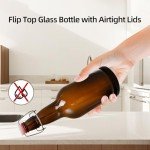 Collgene Flip Top Glass Bottle, 6 Pack Swing Top Glass Bottles with Airtight Cap,16 Oz Glass Bottle with Lids, Amber Glass Beer Bottles for Home Brewing and Wine Bottling