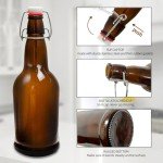 Collgene Flip Top Glass Bottle, 6 Pack Swing Top Glass Bottles with Airtight Cap,16 Oz Glass Bottle with Lids, Amber Glass Beer Bottles for Home Brewing and Wine Bottling