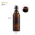 Encheng Amber Glass Bottles with Air Tight Lids 32 oz,Easy Cap Bottles for Beer and Home Brewing,Glass Kombucha Bottles with Stoppers,Swing Top Bottles for Beverages 8 Pack