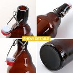Encheng Amber Glass Bottles with Air Tight Lids 32 oz,Easy Cap Bottles for Beer and Home Brewing,Glass Kombucha Bottles with Stoppers,Swing Top Bottles for Beverages 8 Pack