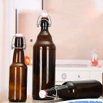 Encheng Amber Glass Bottles with Air Tight Lids 32 oz,Easy Cap Bottles for Beer and Home Brewing,Glass Kombucha Bottles with Stoppers,Swing Top Bottles for Beverages 8 Pack