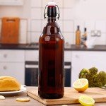 Encheng Amber Glass Bottles with Air Tight Lids 32 oz,Easy Cap Bottles for Beer and Home Brewing,Glass Kombucha Bottles with Stoppers,Swing Top Bottles for Beverages 8 Pack