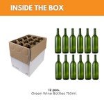 FastRack - W5 Wine Bottles, Bordeaux Liquor Bottles, Green Wine Bottles, 750 ml Empty Bottles, Empty Bottles for Drinks, 12 per Case