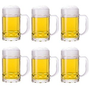 TUSAPAM 6 Pack Heavy Beer Mugs, Large Beer Glasses with Handle, 14 Ounce Glass Steins, Classic Beer Mug glasses Set