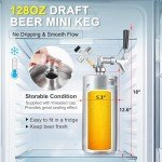 Ferroday 128oz Mini Keg Growler, Stainless Steel Pressurized Beer Growler Portable Keg, Draft Beer Dispenser System Beer Keg Kit with Faucet, 60 psi Co2 Regulator Keep Beer Fresh and Carbonation