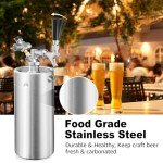 Ferroday 128oz Mini Keg Growler, Stainless Steel Pressurized Beer Growler Portable Keg, Draft Beer Dispenser System Beer Keg Kit with Faucet, 60 psi Co2 Regulator Keep Beer Fresh and Carbonation