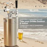 Ferroday 128oz Mini Keg Growler, Stainless Steel Pressurized Beer Growler Portable Keg, Draft Beer Dispenser System Beer Keg Kit with Faucet, 60 psi Co2 Regulator Keep Beer Fresh and Carbonation