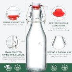 12 Pack 8.5oz Flip Top Glass Bottles, Swing Top Beer Brewing Bottle for 2nd Fermentation, Kombucha, Kefir, Vanilla Extract, Coquito, Juice, Tea - Airtight Stopper Cap Lid, Bonus 4 Bottle Pourers
