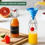 12 Pack 8.5oz Flip Top Glass Bottles, Swing Top Beer Brewing Bottle for 2nd Fermentation, Kombucha, Kefir, Vanilla Extract, Coquito, Juice, Tea - Airtight Stopper Cap Lid, Bonus 4 Bottle Pourers