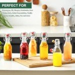 12 Pack 8.5oz Flip Top Glass Bottles, Swing Top Beer Brewing Bottle for 2nd Fermentation, Kombucha, Kefir, Vanilla Extract, Coquito, Juice, Tea - Airtight Stopper Cap Lid, Bonus 4 Bottle Pourers