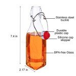 UrSpeedtekLive 12 Pack 8.5oz Swing Top Glass Bottles, 250ML Square Bottles with Airtight Stoppers for Kombucha, Kefir, Vanilla Extract, Beer(Bonus Gaskets, Labels and Funnel)
