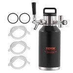 Beer Growler Tap System, 64Oz 1.89L Mini Keg, 304 Stainless Steel Pressurized Beer Growler, Keg Growler with Pressure Display, CO2 Regulator Faucet, Leak-Proof Ring For Draft Homebrew Craft Beer